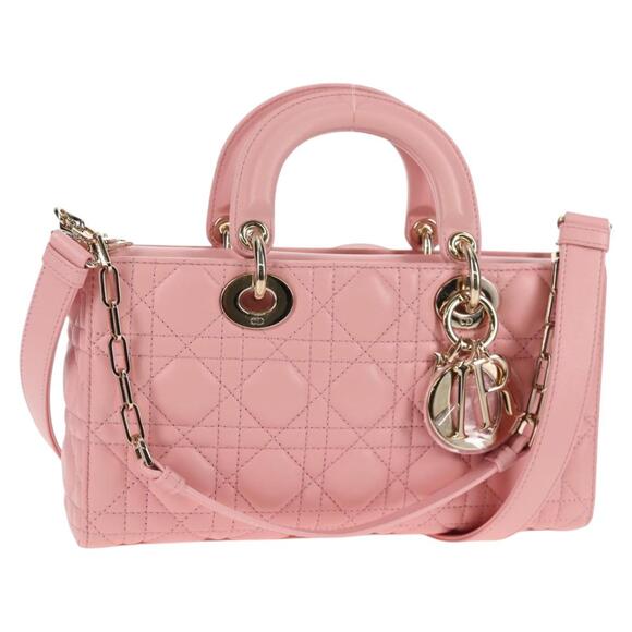 DIOR Canage Hand Bag Leather Pink Gold - Picture 1 of 14
